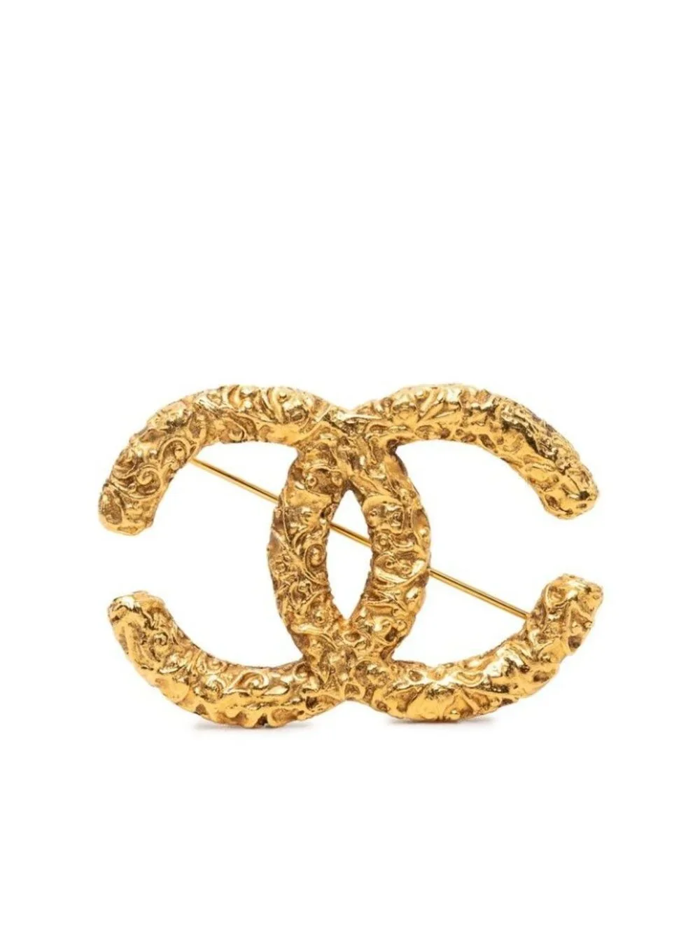 Chanel CC Logo Lava Brooch Gold Plated